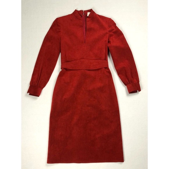 Mollie Parnis Dresses & Skirts - Mollie Parnis Women's Dora Dress Red Ultra Suede Belted Vintage - Vtg Sz 10